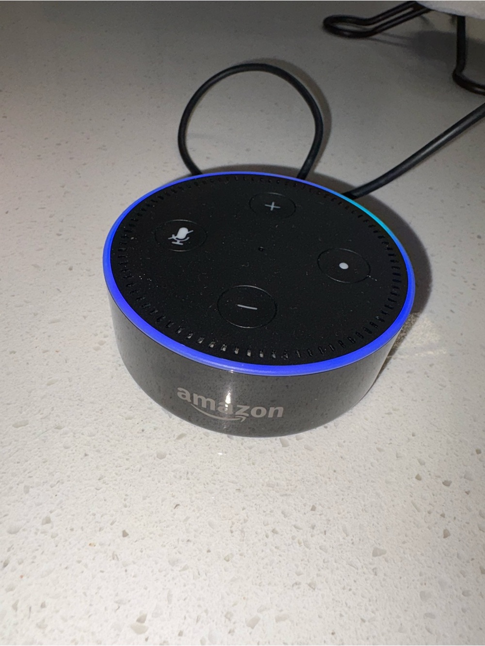 Amazon Echo Dot Smart Speaker - Black with Blue LED Ring